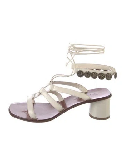 Pre-owned Dior Leather Gladiator Sandals In White