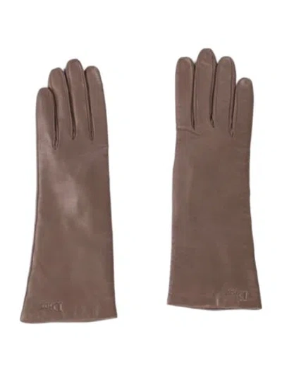 Pre-owned Dior Leather Gloves In Neutrals