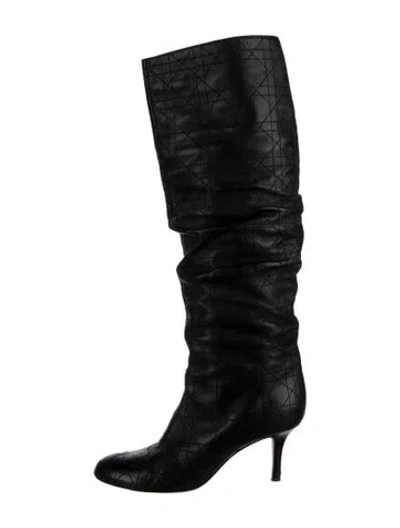 Pre-owned Dior Leather Graphic Print Boots In Black