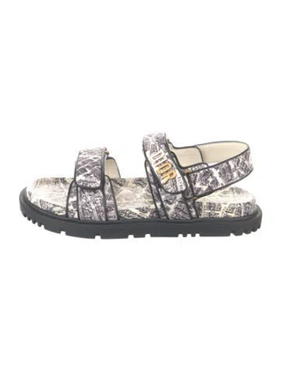 Pre-owned Dior Leather Graphic Print Sandals In Multicolor
