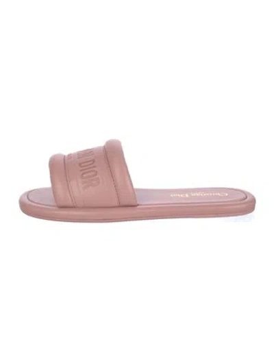 Pre-owned Dior Leather Graphic Print Slides In Pink