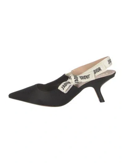 Pre-owned Dior Leather Graphic Print Slingback Pumps In Black