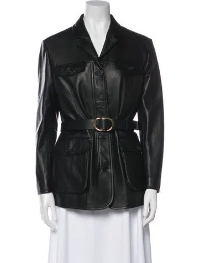 Pre-owned Dior Leather Jacket W/ Tags In Black