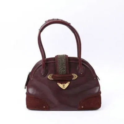 Pre-owned Dior Leather Jeanne Satchel In Burgundy