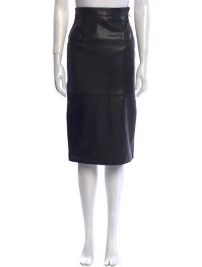 Pre-owned Dior Leather Knee-length Skirt In Black