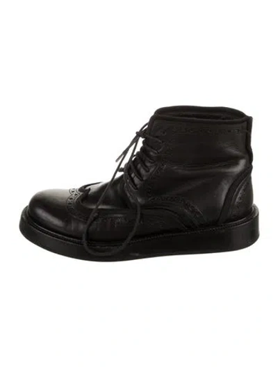 Pre-owned Dior Leather Lace-up Boots In Black