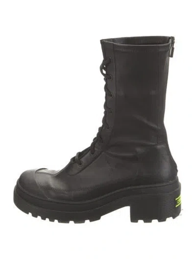 Pre-owned Dior Leather Lace-up Boots In Black