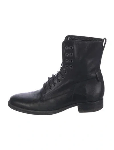 Pre-owned Dior Leather Lace-up Boots In Black