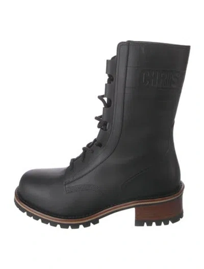 Pre-owned Dior Leather Lace-up Boots In Black