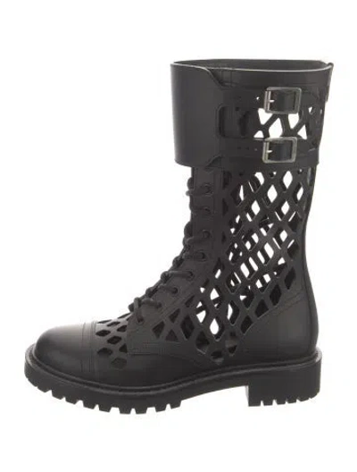 Pre-owned Dior Leather Lace-up Boots In Black