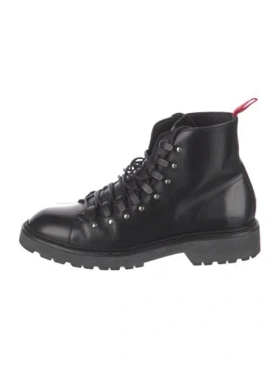 Pre-owned Dior Leather Lace-up Boots In Black