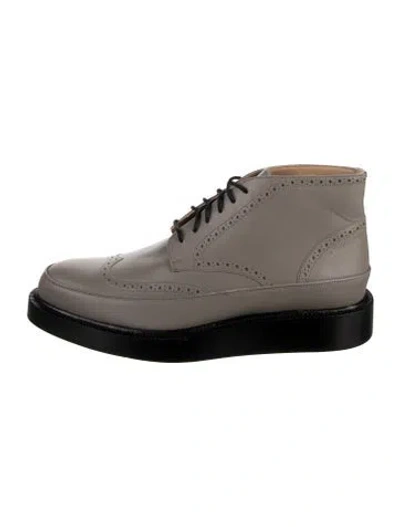 Pre-owned Dior Leather Lace-up Boots In Grey