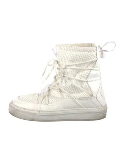 Pre-owned Dior Leather Lace-up Boots In White