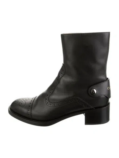 Pre-owned Dior Leather Lasercut Accents Boots In Black