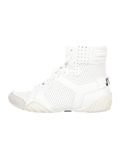 Pre-owned Dior Leather Lasercut Accents Boots In White