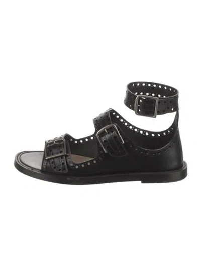 Pre-owned Dior Leather Lasercut Accents Gladiator Sandals In Black
