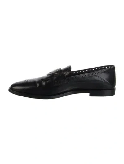 Pre-owned Dior Leather Lasercut Accents Loafers In Black