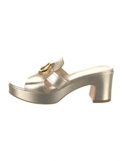 Pre-owned Dior Leather Lasercut Accents Slides In Gold