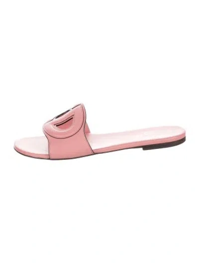 Pre-owned Dior Leather Lasercut Accents Slides In Pink