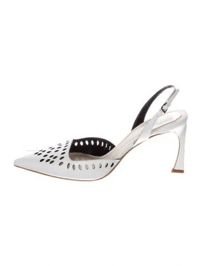 Pre-owned Dior Leather Lasercut Accents Slingback Pumps In White