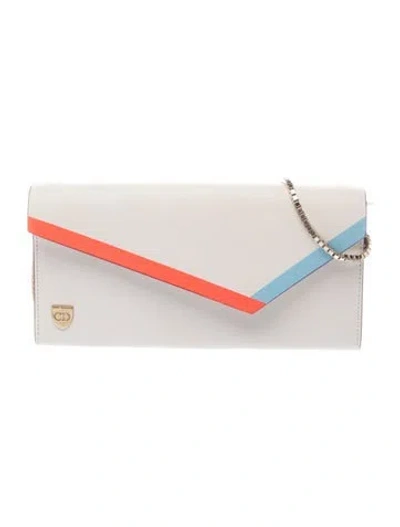 Pre-owned Dior Leather Leather Crossbody Clutch In White