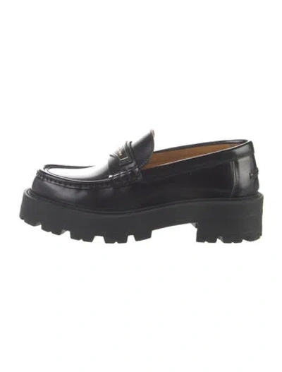 Pre-owned Dior Leather Loafers In Black