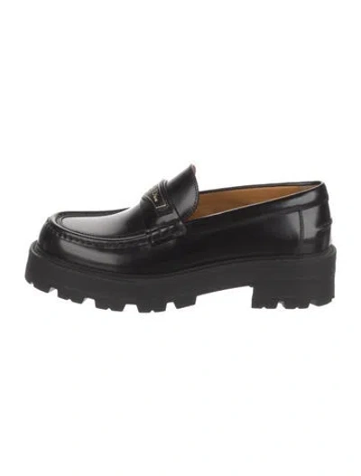 Pre-owned Dior Leather Loafers In Black