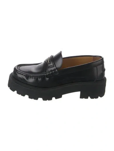 Pre-owned Dior Leather Loafers In Black