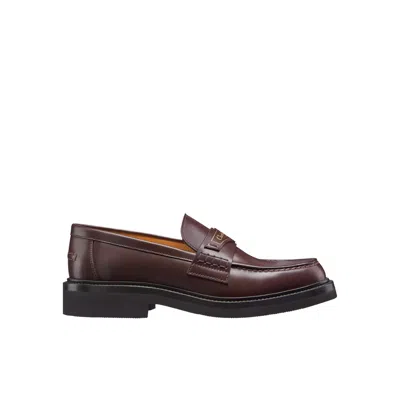 Dior Leather Loafers In Brown