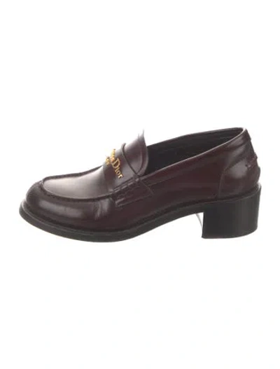 Pre-owned Dior Leather Loafers In Brown/burgundy