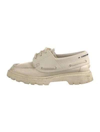 Pre-owned Dior Leather Loafers In Neutrals