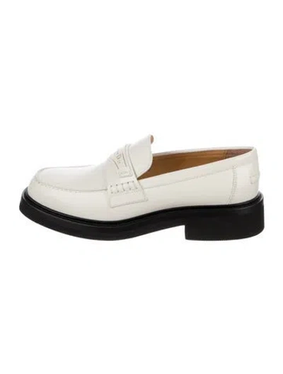 Pre-owned Dior Leather Loafers In Neutrals