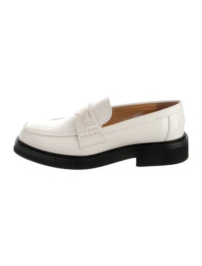 Pre-owned Dior Leather Loafers In Neutrals