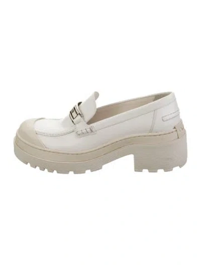 Pre-owned Dior Leather Loafers In White