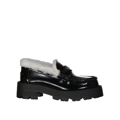 Dior Leather Logo Loafers Women In Black