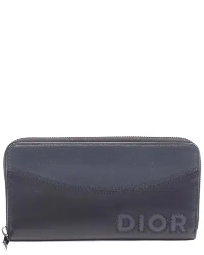 Dior Leather Logo Round Long Wallet (authentic Pre-loved) In Black