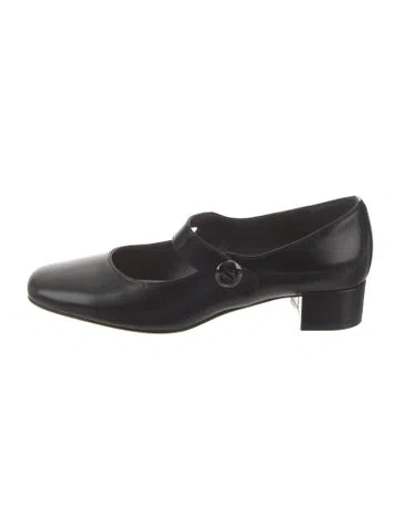 Pre-owned Dior Leather Mary Jane Flats In Black
