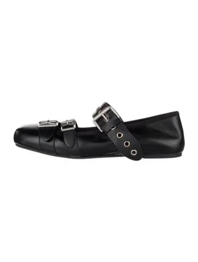 Pre-owned Dior Leather Mary Jane Flats In Black