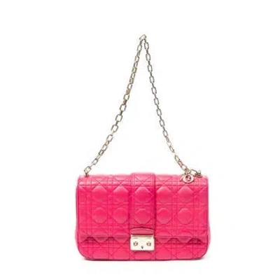 Pre-owned Dior Leather Medium Miss  In Pink