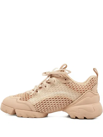 Pre-owned Dior Leather Mesh Sneakers In Neutral