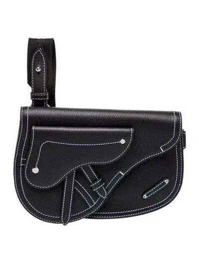 Pre-owned Dior Leather Messenger Bag In Black