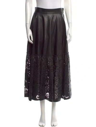 Pre-owned Dior Leather Midi Length Skirt In Black