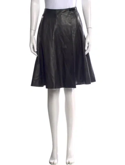 Pre-owned Dior Leather Midi Length Skirt In Blue