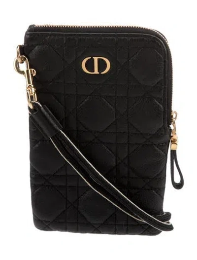 Pre-owned Dior Leather Mini Pouch In Black
