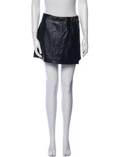 Pre-owned Dior Leather Mini Shorts In Black