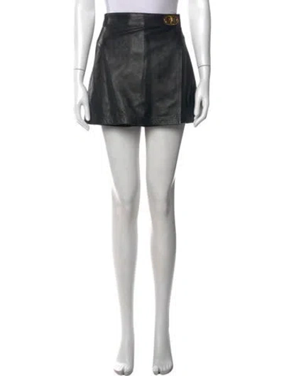 Pre-owned Dior Leather Mini Shorts In Black