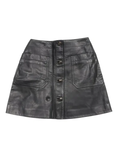 Pre-owned Dior Leather Mini Skirt In Black