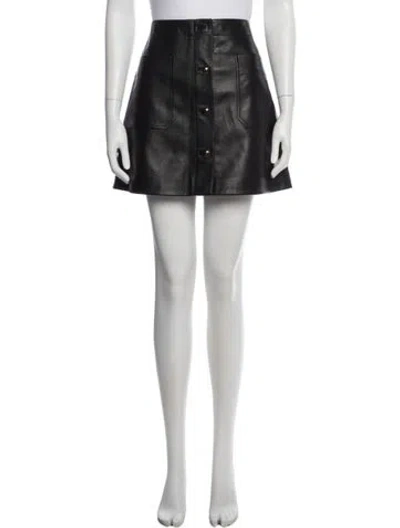 Pre-owned Dior Leather Mini Skirt In Black