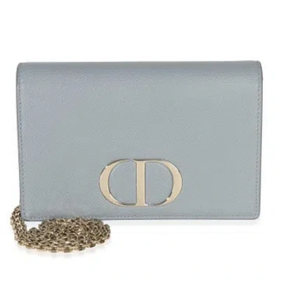 Pre-owned Dior Leather Montaigne 2-in-1 Pouch In Gray