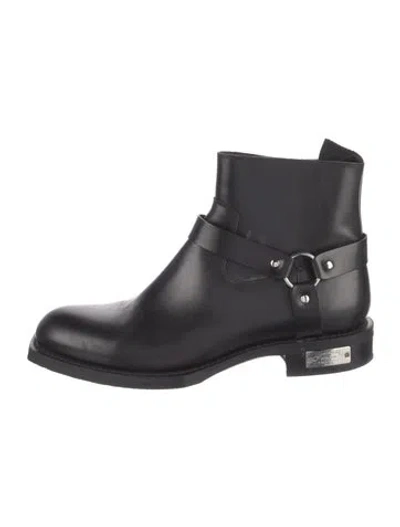 Pre-owned Dior Leather Moto Boots In Black